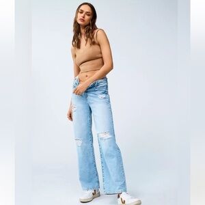 NWOT Pilcro Anthropologie Joey High Rise Wide Leg Relaxed Indie Denim Jeans 28